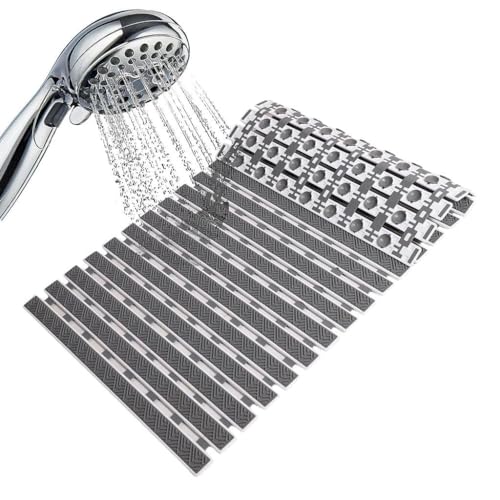 JUGTE PVC Shower Mat Anti Slip Shower Mat, Bathtub Mat with Suction Cups and Drain Holes, Anti-Skid PVC Rubber mats for Floor mat (Grey) - Image 3