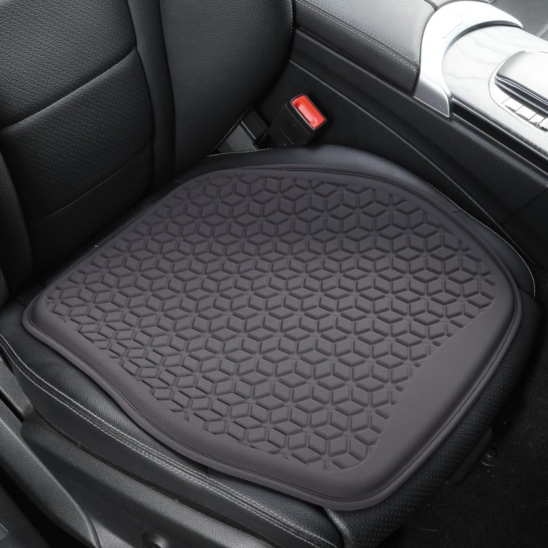 Binsheo Thin Gel Seat Cushion for Car Seat, Office Chair, Wheelchair, Golf Cart - Slim Design Non-Slip Car Seat Cushions with 0.7 Inch Gel - Sciatica & Coccyx Pain Relief (Fabric, Dark Grey) - Image 1