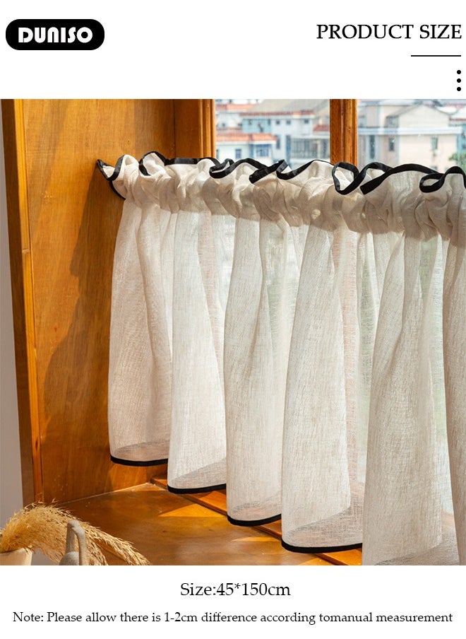 DUNISO Short Curtains, Country House Bistro Curtain,Breathable Light Filtering Short Kitchen Curtains, Semi Sheer Rod Pocket Curtains for Café, Kitchen, Living Room and Decoration  - Image 4