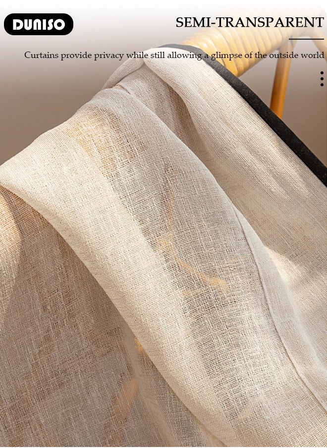DUNISO Short Curtains, Country House Bistro Curtain,Breathable Light Filtering Short Kitchen Curtains, Semi Sheer Rod Pocket Curtains for Café, Kitchen, Living Room and Decoration  - Image 5