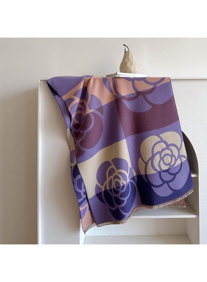 سكارف باشمينا ناعم للنساء، يمكن لفه، متعدد الاستخدامات، شال بطانية، سكارف كبير، شال يمكن للارتداء في المساء بتصميم بطانية، رداء بونشو مفتوح من الأمام من شو داي - Image 4