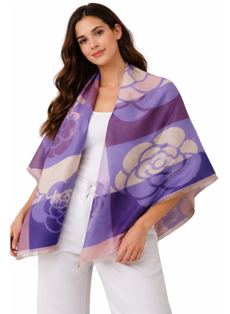 سكارف باشمينا ناعم للنساء، يمكن لفه، متعدد الاستخدامات، شال بطانية، سكارف كبير، شال يمكن للارتداء في المساء بتصميم بطانية، رداء بونشو مفتوح من الأمام من شو داي - Image 1