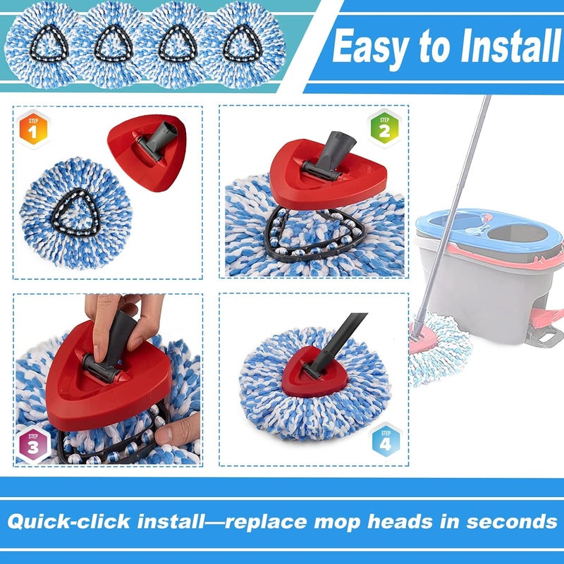 High-PQ 10 Pack Spin Mop Replacement Heads, Only Fit for RinseClean 2-Tank System, 100% Microfiber Spin Mop Refills, 360° Spinning Mop Replace Head for Easy Wring Mop Floor Cleaning - Image 4