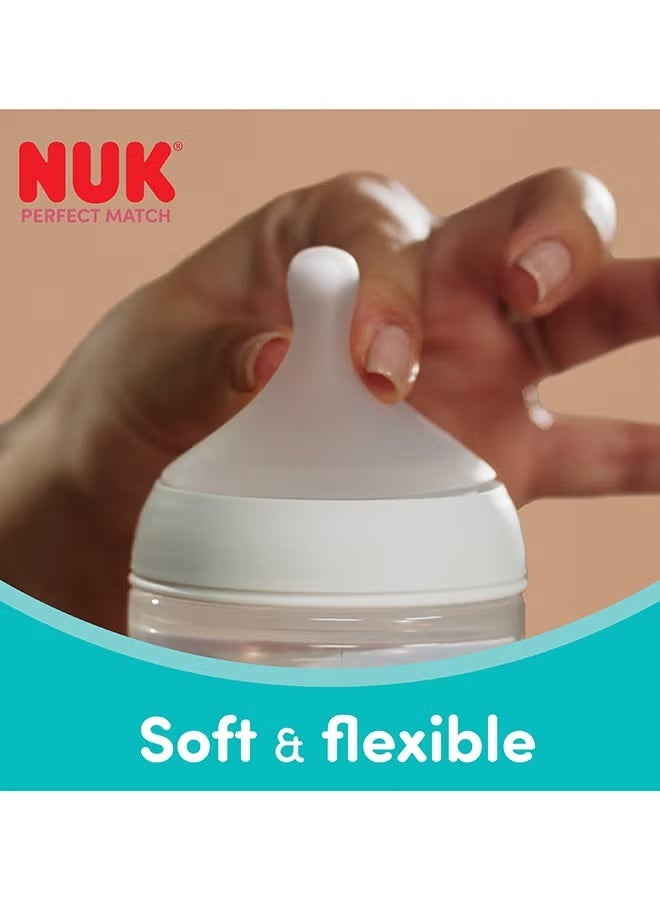 NUK Perfect Match Silicone Teat, Size S (0+ Months), 2 Pack - Soft & Flexible Baby Bottle Nipples, Anti-Colic, High Acceptance, BPA-Free, Skin-Soft Feel, for Newborns - Image 5