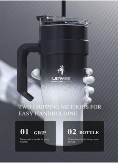 Lenyes LENYES 1200ml Vacuum Insulated Car Cup with Handle and Straw  - Image 4