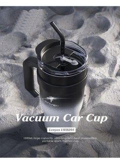 Lenyes LENYES 1200ml Vacuum Insulated Car Cup with Handle and Straw  - Image 5