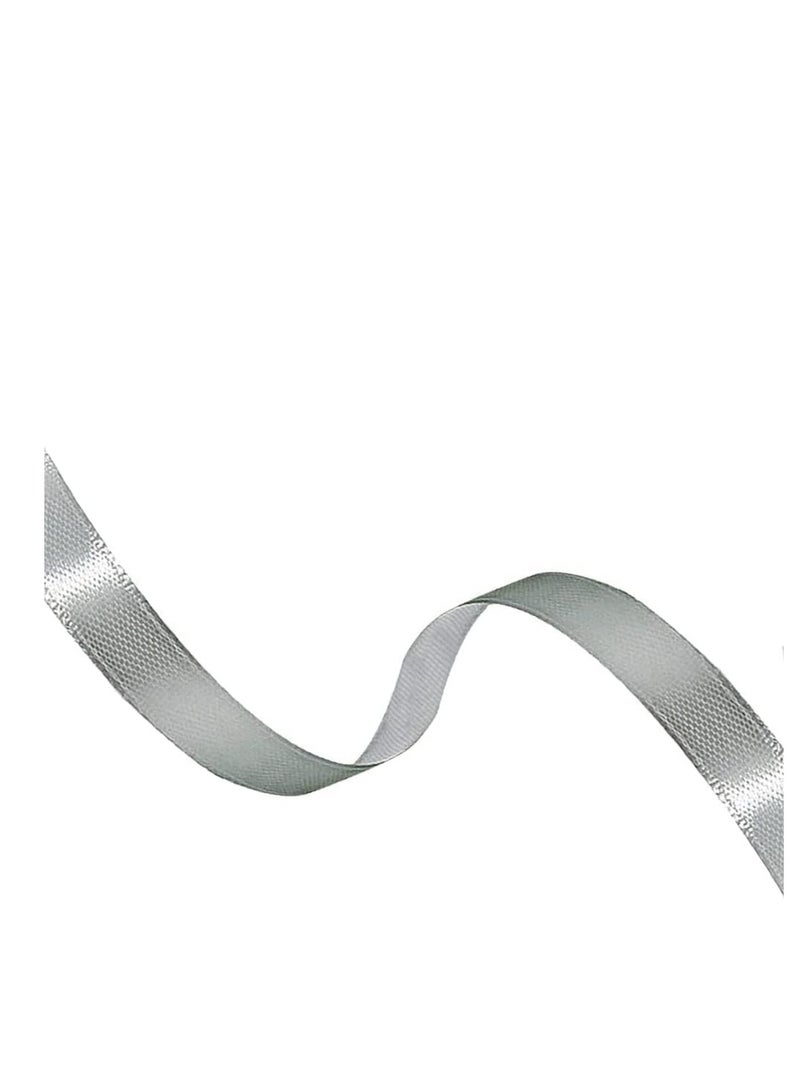 MARKQ شريط ساتان فضي، 12 مم × 25 ياردة شريط بوليستر مزدوج الوجه لتغليف الهدايا، هدايا الحفلات، زينة الزفاف، صنع الأشرطة، باقات، مشاريع الخياطة ومواد الحرف اليدوية - Image 3