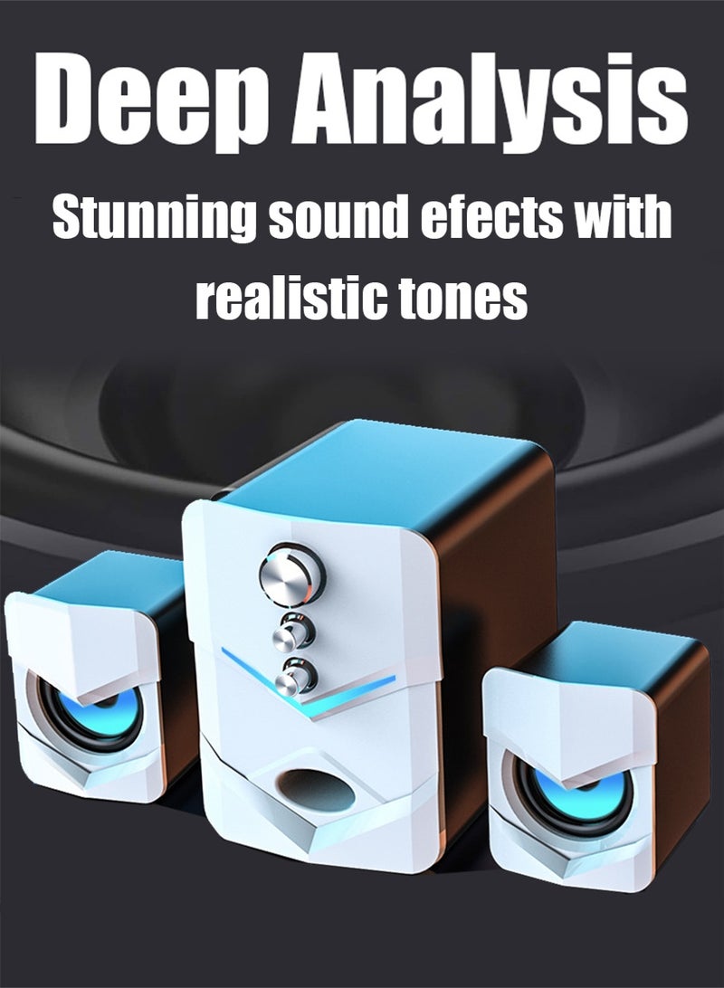 ليون هوم سماعات كمبيوتر ثنائية الوضع (بلوتوث/سلكي) - صوت سينمائي 3D مع ووفر منفصل قوي، نظام تردد مزدوج (عالٍ/منخفض مستقل) - متوافقة مع اللابتوب/التلفزيون/كمبيوتر مكتبي (تشغيل فوري) - Image 2