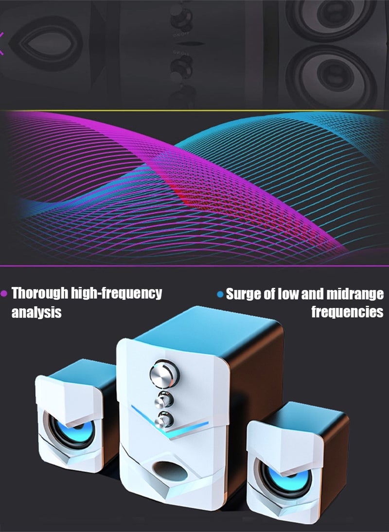 ليون هوم سماعات كمبيوتر ثنائية الوضع (بلوتوث/سلكي) - صوت سينمائي 3D مع ووفر منفصل قوي، نظام تردد مزدوج (عالٍ/منخفض مستقل) - متوافقة مع اللابتوب/التلفزيون/كمبيوتر مكتبي (تشغيل فوري) - Image 4