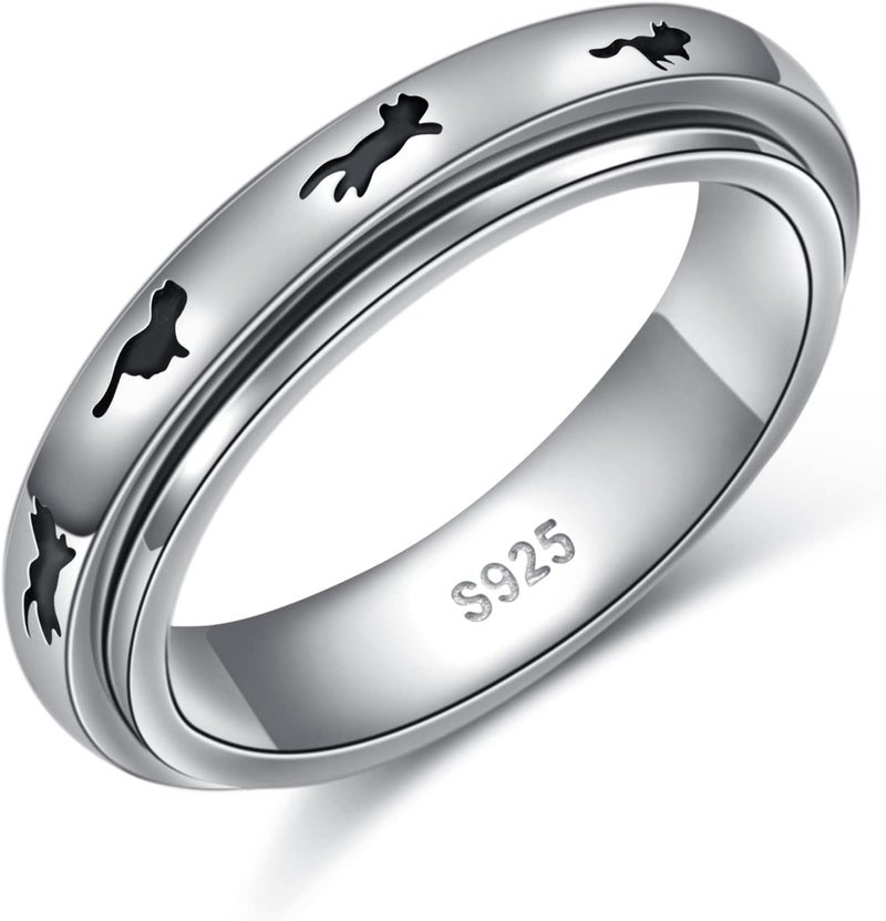 Ladytree Anxiety Relieve Spinner Rings Sterling Silver Worry Stress Relieving Boredom ADHD Autism Ring for Women Men - Image 1
