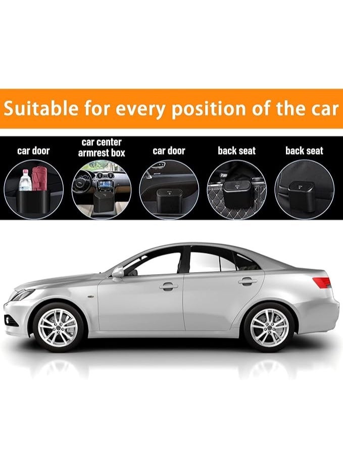 سلة قمامة للسيارة Einesin صغيرة قابلة للتعليق بغطاء مع 40 كيس قمامة صندوق تخزين للنفايات للاستخدام اليومي داخل السيارة - Image 2