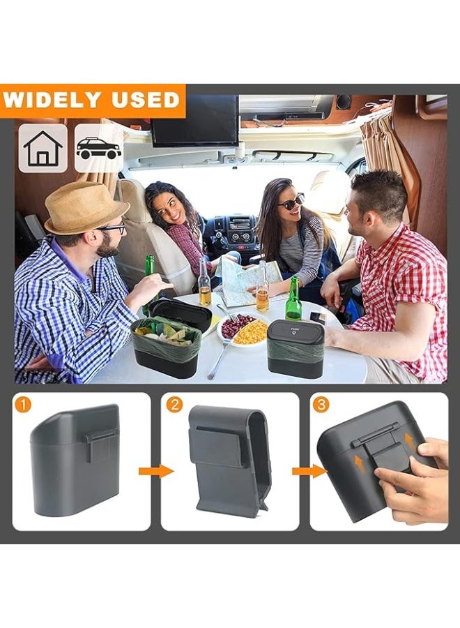 سلة قمامة للسيارة Einesin صغيرة قابلة للتعليق بغطاء مع 40 كيس قمامة صندوق تخزين للنفايات للاستخدام اليومي داخل السيارة - Image 3