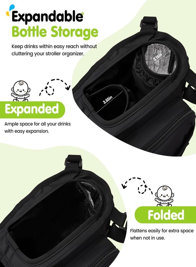 SEVORGINA Double Stroller Organizer with 11 Compartment for Bob Duallie, Baby Jogger City Mini GT2, Double Jogging Stroller Caddy, Jeep, Zoe Stroller Accessories with 2 Insulated Pocket, Parent Console - Image 3