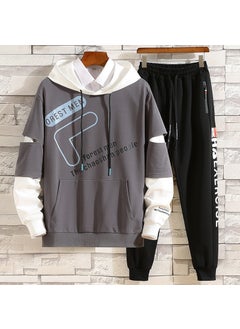 Generic Mens 2020 Fall Casual Hoodie Trendy Sportswear Set Y01 suit Gray 
