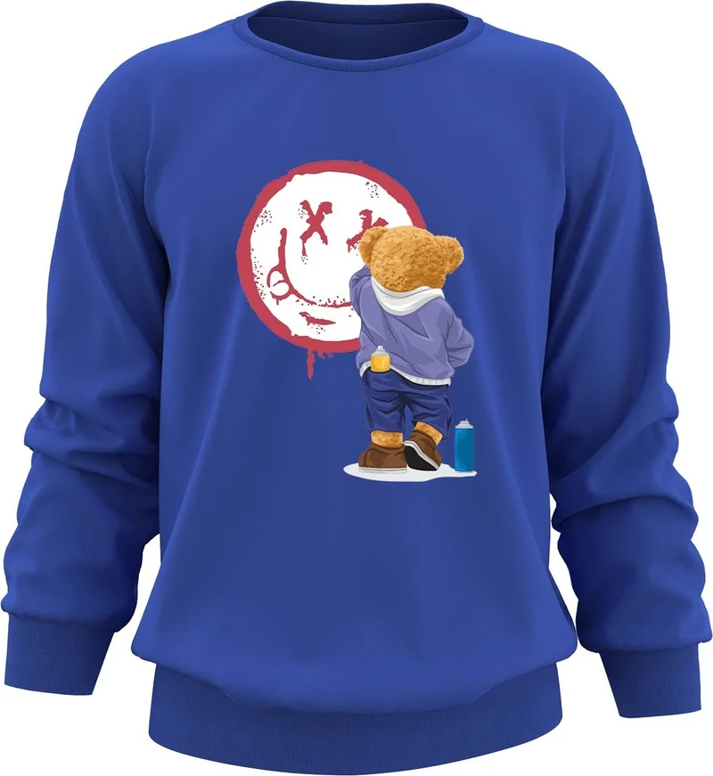 Ada Bebek Çocuk Ada Baby Kids Oversize Painter Bear Printed Kids Sweatshirt