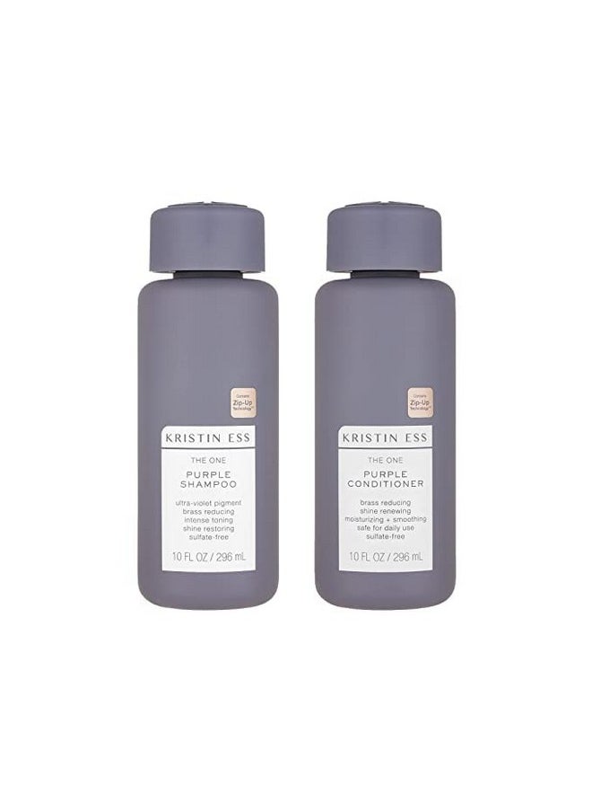 Kristin Ess - Hair Purple Shampoo And Conditioner Set For Blonde Brunette Silver + Gray Hair Anti Brass + Yellow Tones Safe For Color Treated Hair Sulfate Free Toning Shampoo Conditioner - Image 1