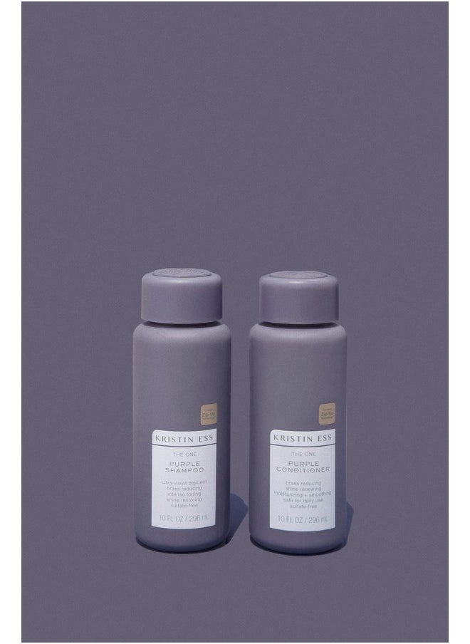 Kristin Ess - Hair Purple Shampoo And Conditioner Set For Blonde Brunette Silver + Gray Hair Anti Brass + Yellow Tones Safe For Color Treated Hair Sulfate Free Toning Shampoo Conditioner - Image 1