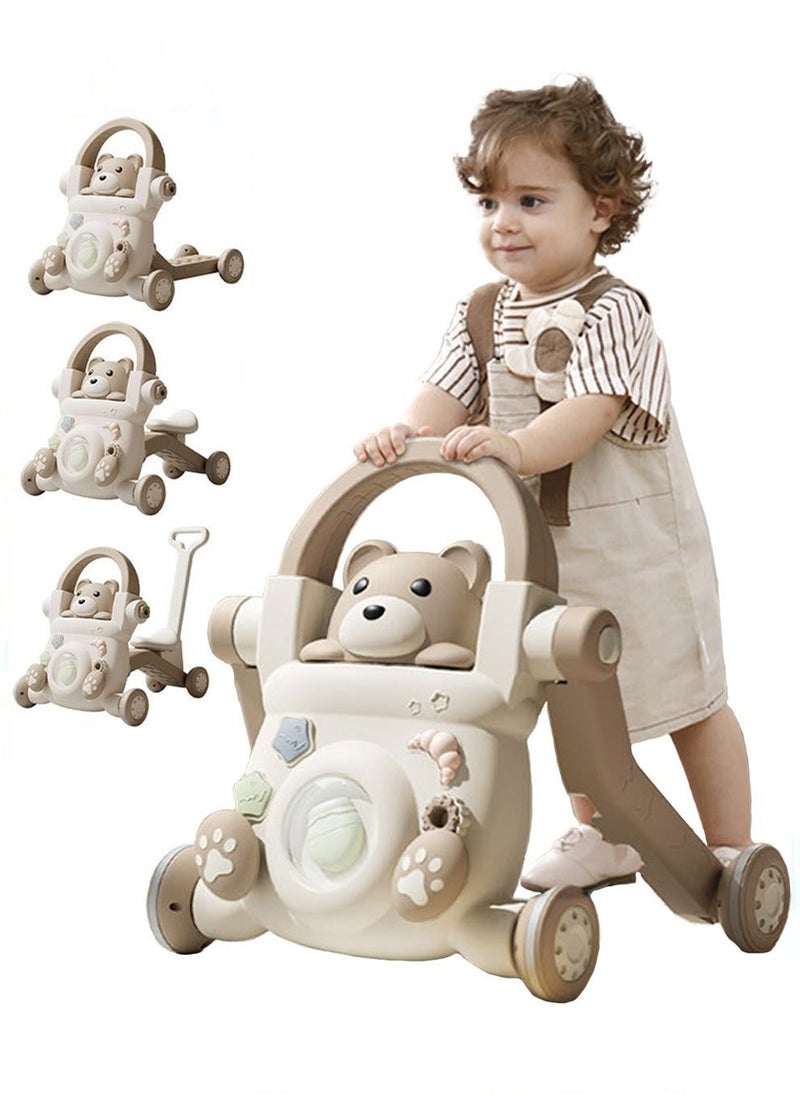 MIXDE 4-in-1 Baby Walker with Parent Push Handle, Baby Push Walker, Multifunctional Baby Sit to Stand Walker, Assembled as Scooter and Balance Bike with Detachable Panel, Gift for Infant Boys Girls  - Image 1