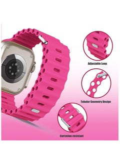 Color Fans Apple Watch Ultra Ocean Band 49mm 45mm 44mm 42mm for Men Women, Soft Silicone Sport Band Replacement Strap for Apple Watch Ultra iWatch Series 8 7 SE 6 5 4 3 2 1 Barbie Pink  - Image 4