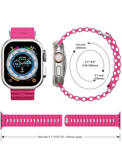 Color Fans Apple Watch Ultra Ocean Band 49mm 45mm 44mm 42mm for Men Women, Soft Silicone Sport Band Replacement Strap for Apple Watch Ultra iWatch Series 8 7 SE 6 5 4 3 2 1 Barbie Pink  - Image 3