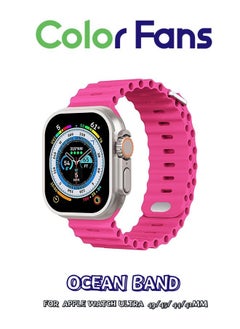 Color Fans Apple Watch Ultra Ocean Band 49mm 45mm 44mm 42mm for Men Women, Soft Silicone Sport Band Replacement Strap for Apple Watch Ultra iWatch Series 8 7 SE 6 5 4 3 2 1 Barbie Pink  - Image 1