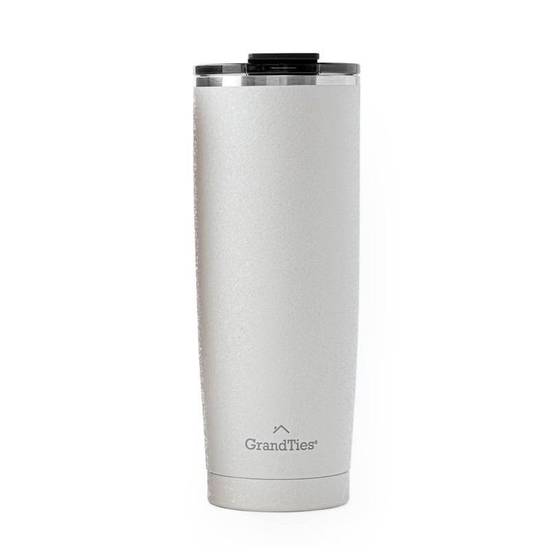 GRANDTIES Insulated Coffee Tumbler Cup wTritan Lid  Leak Proof Reusable Double Walled Vacuum Stainless Steel Travel Mug  20oz Snowy Pearl