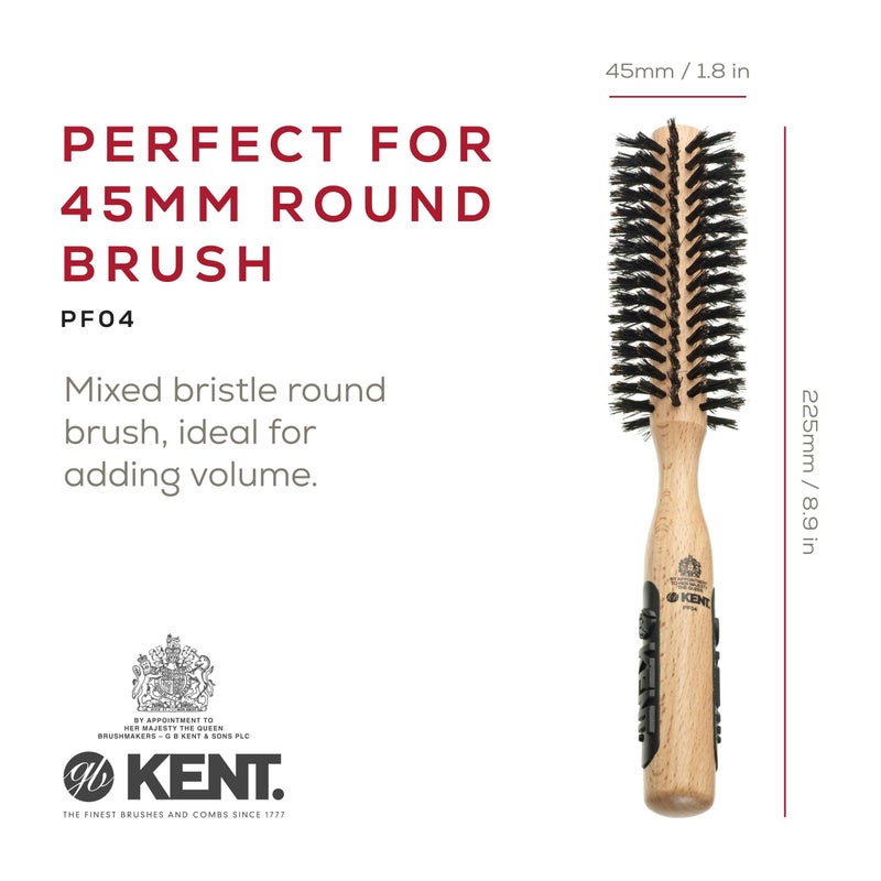 Kent PF04 Small Round Curling Brush with Hard Natural Boar Bristle Hair Drying Round Brush, and Blowout - For Shoulder Length or Shorter Hair. - Image 2
