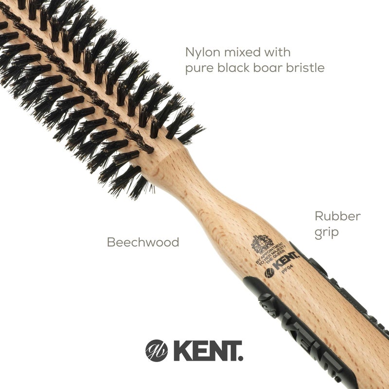 Kent PF04 Small Round Curling Brush with Hard Natural Boar Bristle Hair Drying Round Brush, and Blowout - For Shoulder Length or Shorter Hair. - Image 5