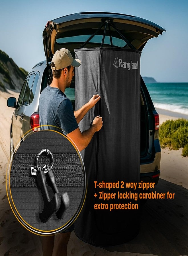 RANGLAND Portable Changing Room Tent - Instant Pop Up Privacy Pod with Suction Cup for SUV Liftgate, for Camping, Shower, Beach and Toilet Stall (Carrying Bag Included) (Black) - Image 2