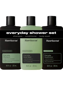 Hawthorne Hawthorne Everyday Shower Starter Set. Includes Everyday Shampoo, Conditioner and Body Wash for a Fresh Daily Clean. Invigorating Eucalyptus Mint Scent. Made with Natural Ingredients. 8 Fl Oz Each.  - Image 1