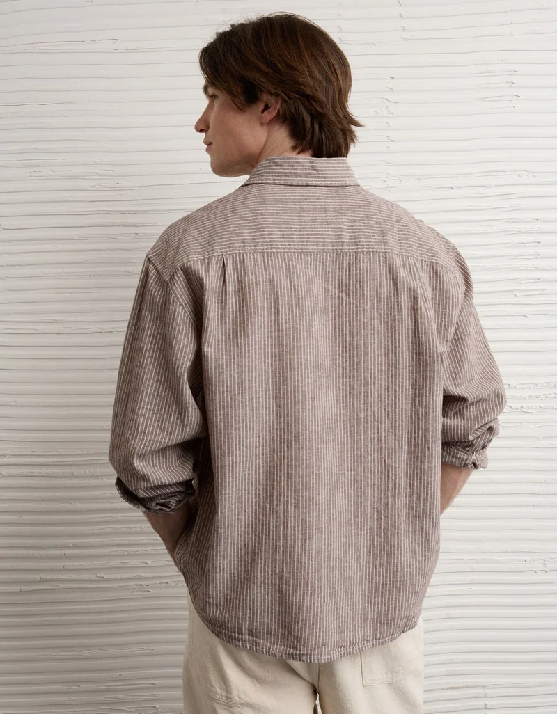 American Eagle AE Relaxed Linen-Blend Button-Up Shirt