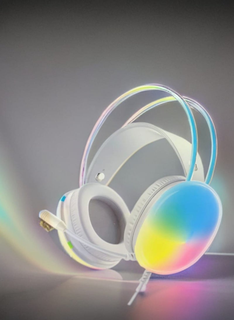 Gaming Rainbow RGB Wired Gaming Headset with Mic for PS4/PS5/MAC/XBOX/Laptop, Lightweight 3.5mm Over-Ear Audio Headphones, Stereo Surround Sound, Auto-adjustable Headband, 50mm Drivers - Image 1