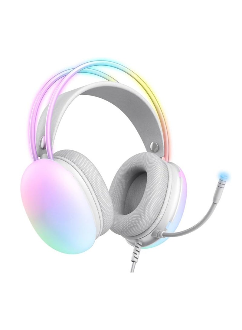 Gaming Rainbow RGB Wired Gaming Headset with Mic for PS4/PS5/MAC/XBOX/Laptop, Lightweight 3.5mm Over-Ear Audio Headphones, Stereo Surround Sound, Auto-adjustable Headband, 50mm Drivers - Image 2