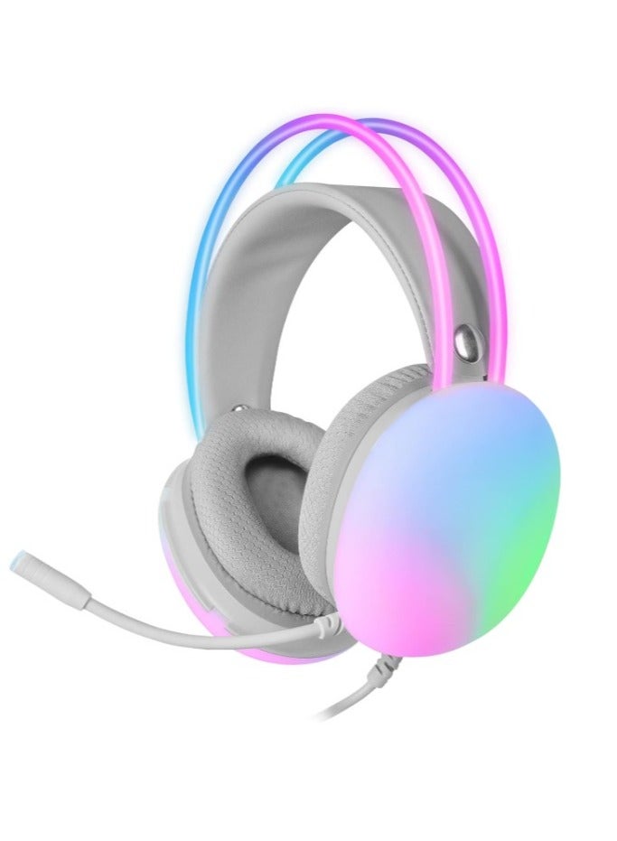 Gaming Rainbow RGB Wired Gaming Headset with Mic for PS4/PS5/MAC/XBOX/Laptop, Lightweight 3.5mm Over-Ear Audio Headphones, Stereo Surround Sound, Auto-adjustable Headband, 50mm Drivers - Image 3