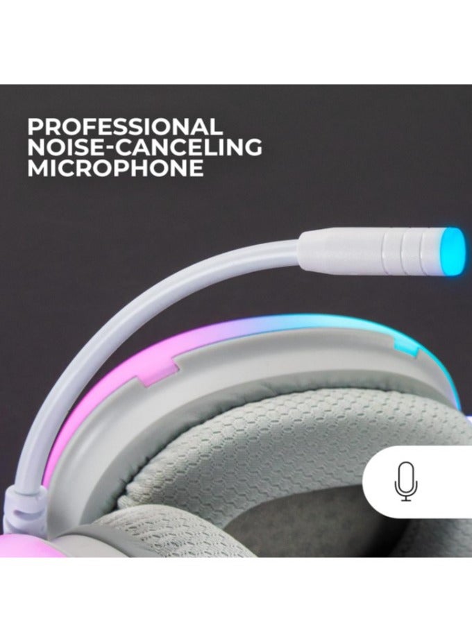 Gaming Rainbow RGB Wired Gaming Headset with Mic for PS4/PS5/MAC/XBOX/Laptop, Lightweight 3.5mm Over-Ear Audio Headphones, Stereo Surround Sound, Auto-adjustable Headband, 50mm Drivers - Image 5