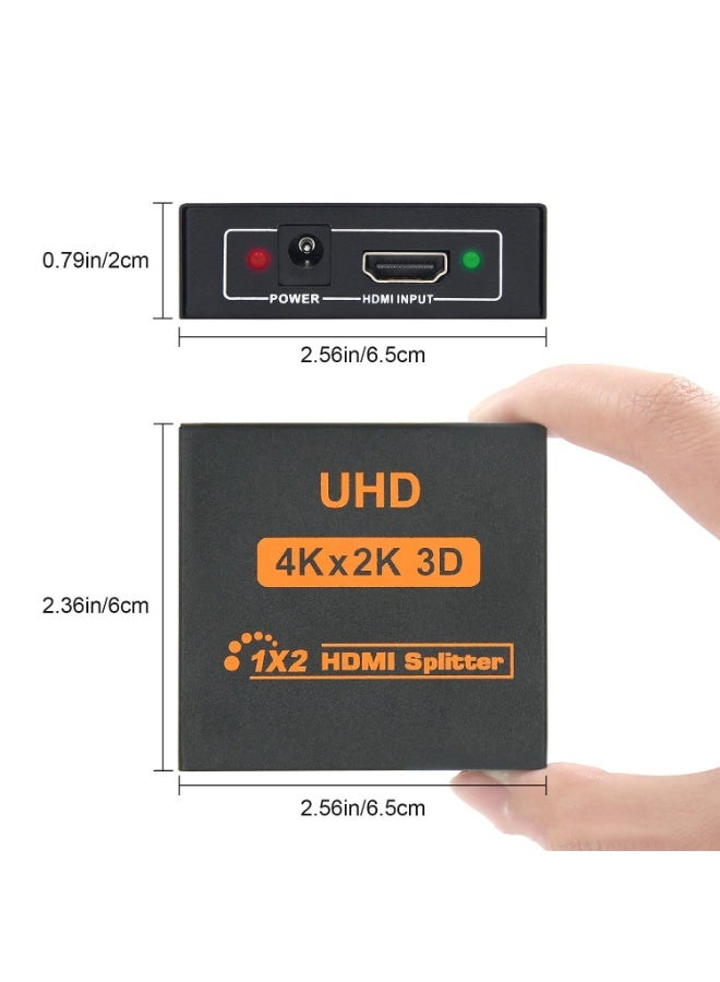 شابية موزع إشارات HDMI، مدخل واحد وخرجان، يدعم دقة 4K و3D و1080P، محول HDMI، صندوق توزيع الإشارات، كابل توصيل، متوافق مع أجهزة PS4 وXbox وأجهزة التلفزيون LED وLCD ومشغلات DVD وأجهزة HDTV وأجهزة العرض، يدعم عرض الصورة على شاشتين في الوقت نفسه. - Image 5