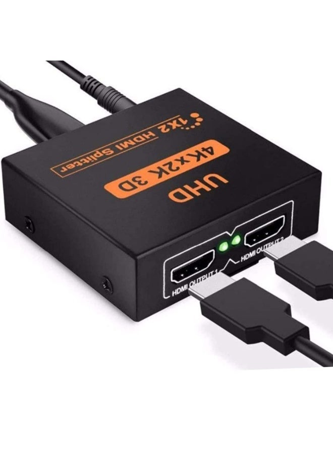شابية موزع إشارات HDMI، مدخل واحد وخرجان، يدعم دقة 4K و3D و1080P، محول HDMI، صندوق توزيع الإشارات، كابل توصيل، متوافق مع أجهزة PS4 وXbox وأجهزة التلفزيون LED وLCD ومشغلات DVD وأجهزة HDTV وأجهزة العرض، يدعم عرض الصورة على شاشتين في الوقت نفسه. - Image 2