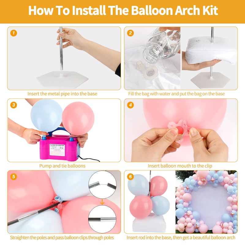 RUBFAC Balloon Arch Kit and Balloon Pump, 10Ft Wide Adjustable Balloon Arch Stand for Floor Frame with Electric Pump Bases Balloon Accessories for Birthday Party Baby Shower Festival Decorations - Image 5