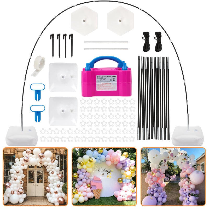 RUBFAC Balloon Arch Kit and Balloon Pump, 10Ft Wide Adjustable Balloon Arch Stand for Floor Frame with Electric Pump Bases Balloon Accessories for Birthday Party Baby Shower Festival Decorations - Image 1