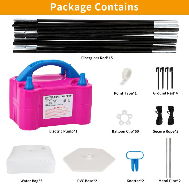 RUBFAC Balloon Arch Kit and Balloon Pump, 10Ft Wide Adjustable Balloon Arch Stand for Floor Frame with Electric Pump Bases Balloon Accessories for Birthday Party Baby Shower Festival Decorations - Image 2