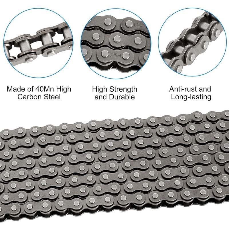 Belleone #25 Roller Chain - 10 Feet #25 Chain with 10 Connecting Links & Chain Breaker for Go Karts, Mini Bikes, Scooters, Dirt Bikes, Razor Motorcycles, Pocket Bike and Bycicles - 480 Links - Image 3