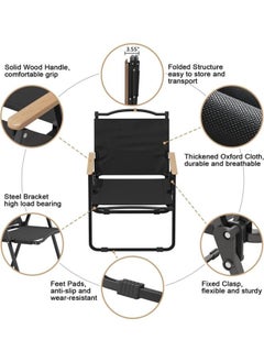 Generic Foldable Fishing Camping Chair Portable Wooden Beach Chair Outdoor Picnic Chair Beach Chair, Outdoor Armchair for Camping Travel and Outdoor Activities  - Image 3