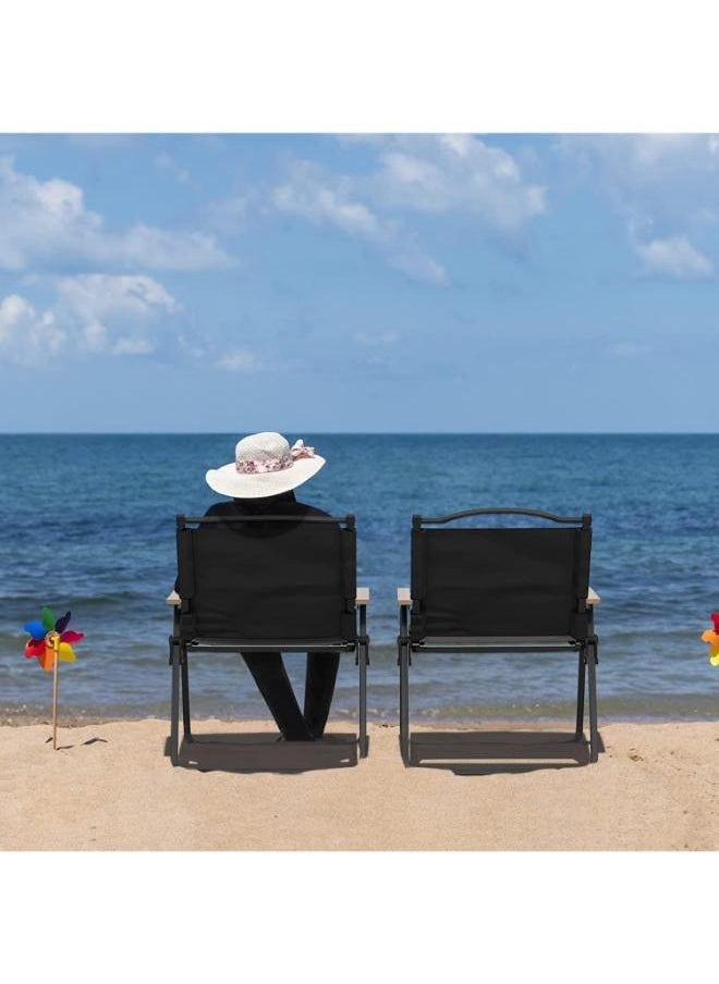 Foldable Fishing Camping Chair Portable Wooden Beach Chair Outdoor Picnic Chair Beach Chair, Outdoor Armchair for Camping Travel and Outdoor Activities