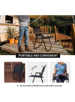 Generic Foldable Fishing Camping Chair Portable Wooden Beach Chair Outdoor Picnic Chair Beach Chair, Outdoor Armchair for Camping Travel and Outdoor Activities  - Image 4