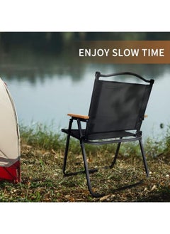 Generic Foldable Fishing Camping Chair Portable Wooden Beach Chair Outdoor Picnic Chair Beach Chair, Outdoor Armchair for Camping Travel and Outdoor Activities  - Image 5