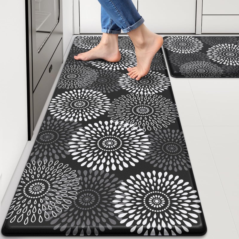 LuxStep Kitchen Mat Cushioned Rugs AntiFatigue Mats for Kitchen FloorWaterproof NonSlip Mats and Rugs Set for OfficeFloorLaundry 1733017347Black