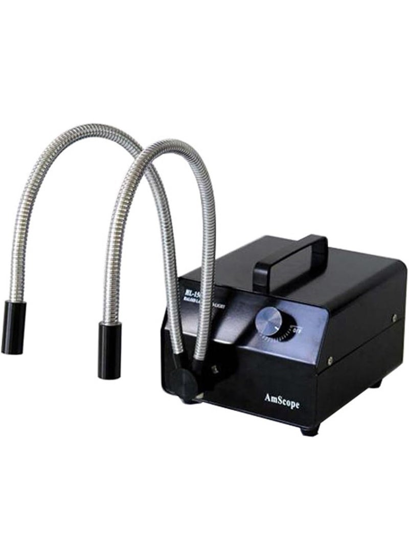 AmScope AmScope HL150BY 150w Dual Gooseneck Fiber Optic Microscope Illuminator  - Image 1