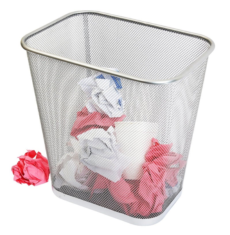 YBM Home Wire Steel Mesh Trash Can - 3.5-Gallon Waste Basket for Under Desk, Office, Home, Bathroom, Laundry Room - Rectangle Metal Wastebasket Trashcan, Silver - Image 5