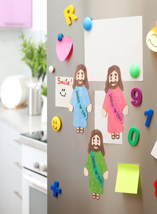 Blueweenly 24 Sets DIY Wood Jesus Figure Crafts Magnet for Kids Sunday School Vacation Bible School Craft Color Your Own Jesus Loves You with Magnets and Color Pens for Activity Easter - Image 4