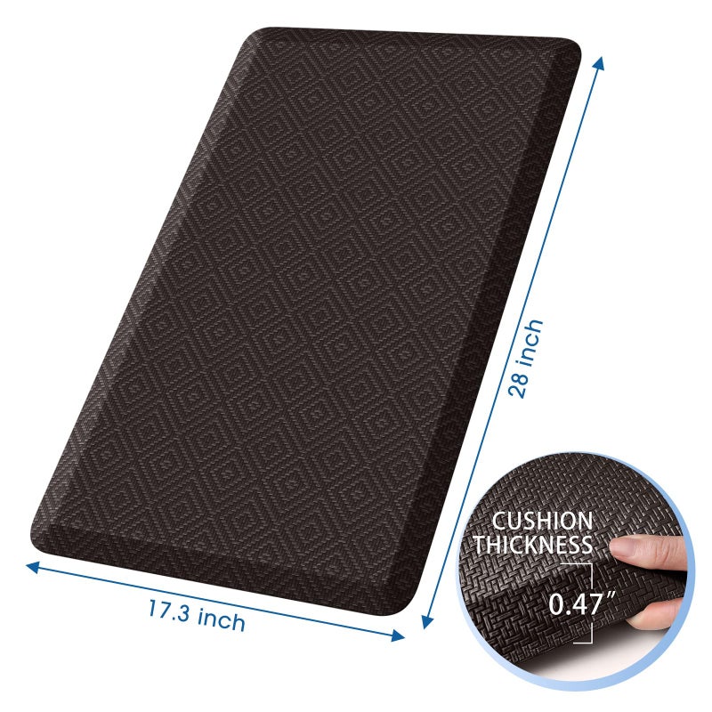 Mattitude Kitchen Mat Cushioned Anti-Fatigue Floor Mat Water Resistant Non-Slip Mats and Rugs Standing and Comfort Desk Mats for House Sink Office Laundry (Chocolate, 17.3"x28") - Image 2